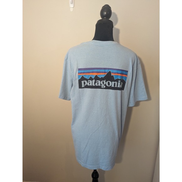 Patagonia Other - Patagonia Men's P-6 Logo Responsibili-Tee Light Blue Shirt 